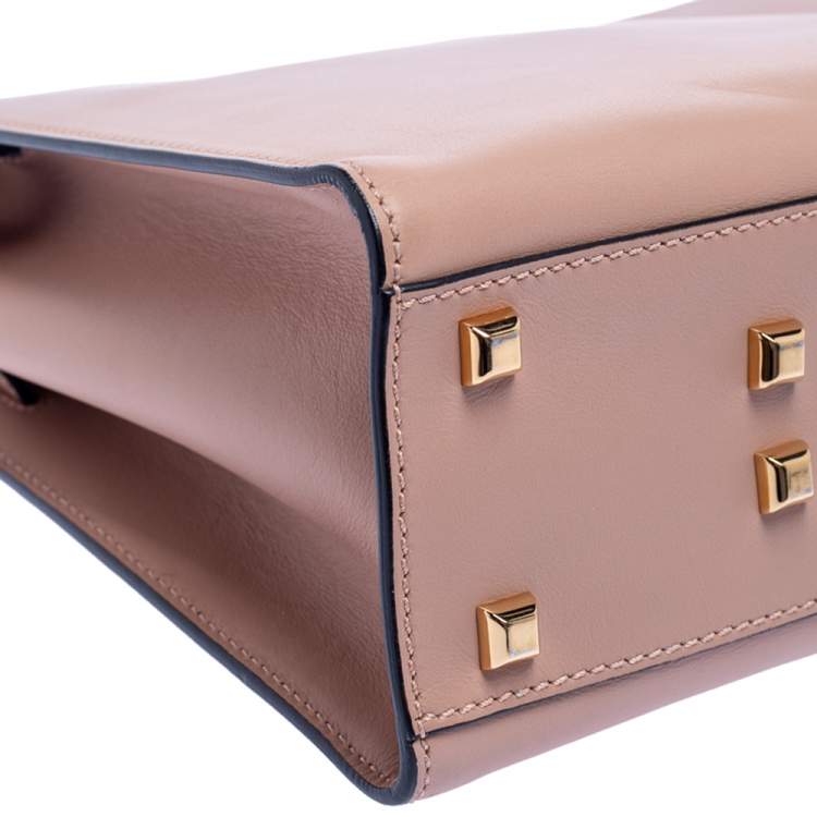 Pre Owned Valentino Beige Leather My Rockstud Top Handle Bag