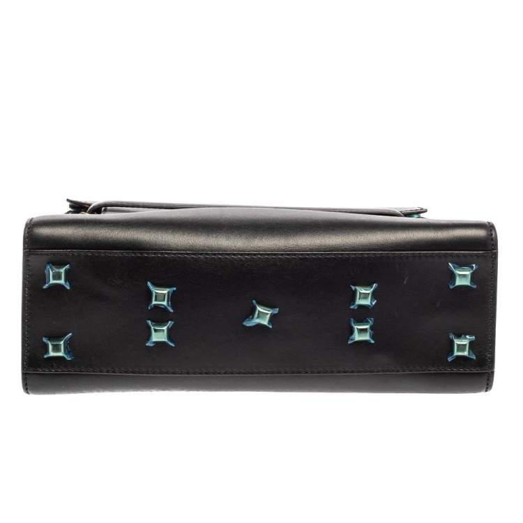 Pre Owned Valentino Black Leather My Rockstud Top Handle Bag