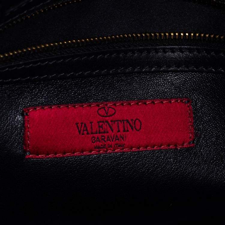 Pre Owned Valentino Black Leather My Rockstud Top Handle Bag
