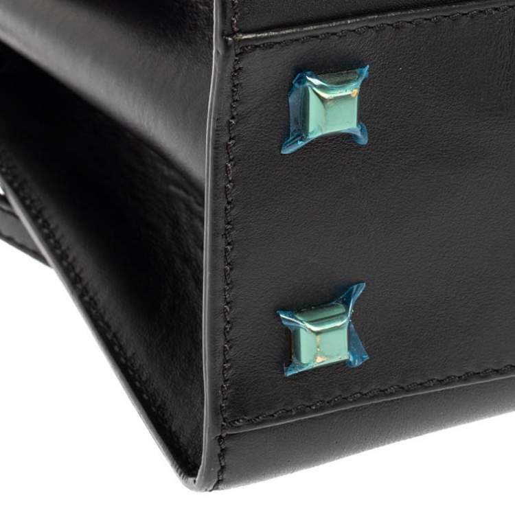 Pre Owned Valentino Black Leather My Rockstud Top Handle Bag