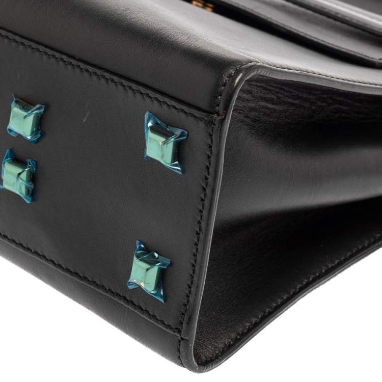 Pre Owned Valentino Black Leather My Rockstud Top Handle Bag