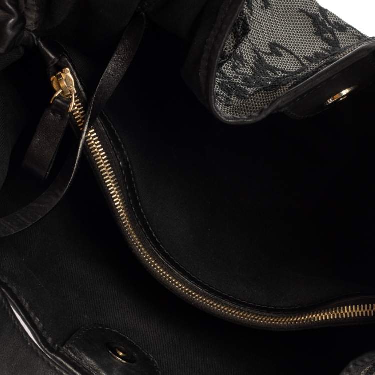 Pre Owned Valentino Black Embroidered Nylon Medium Nuage Bow Hobo