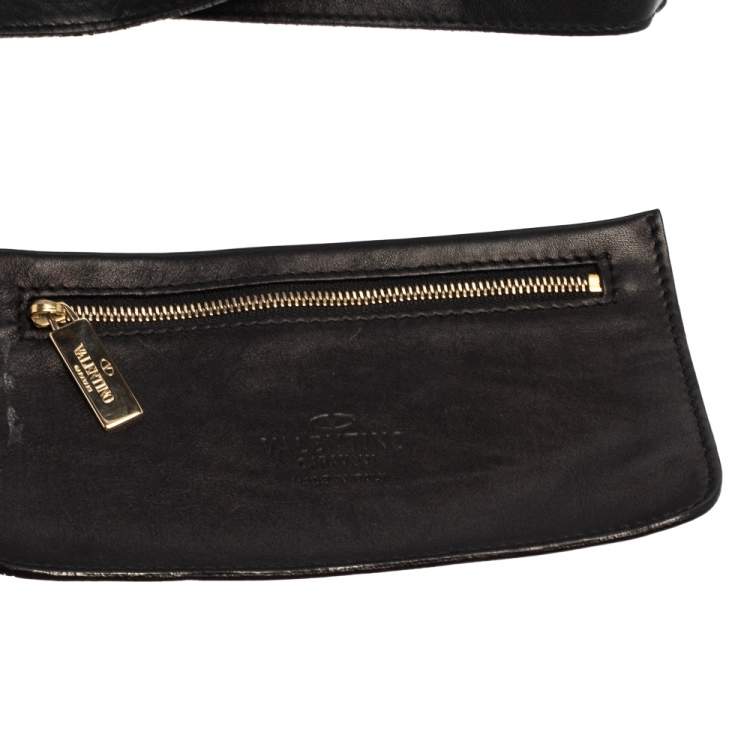 Pre Owned Valentino Black Embroidered Nylon Medium Nuage Bow Hobo