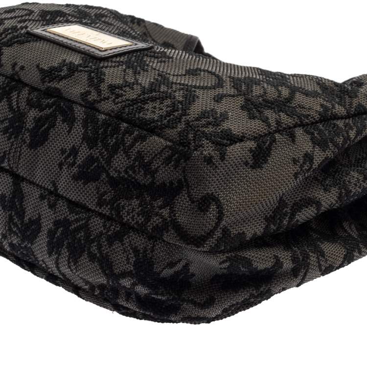 Pre Owned Valentino Black Embroidered Nylon Medium Nuage Bow Hobo