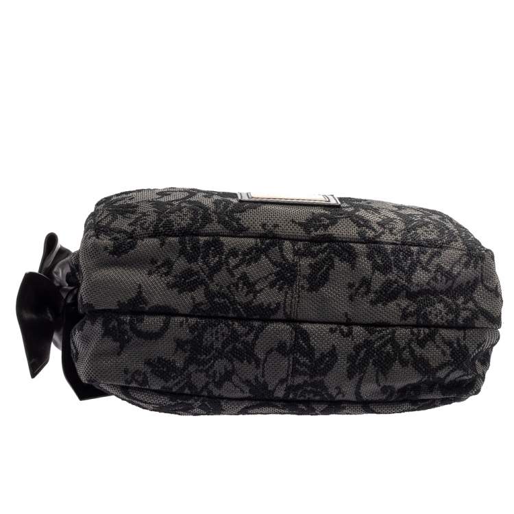 Pre Owned Valentino Black Embroidered Nylon Medium Nuage Bow Hobo