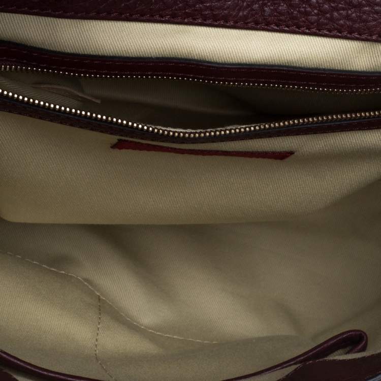 Pre Owned Valentino Burgundy/Beige Leather Aphrodite Bow Top Handle Bag