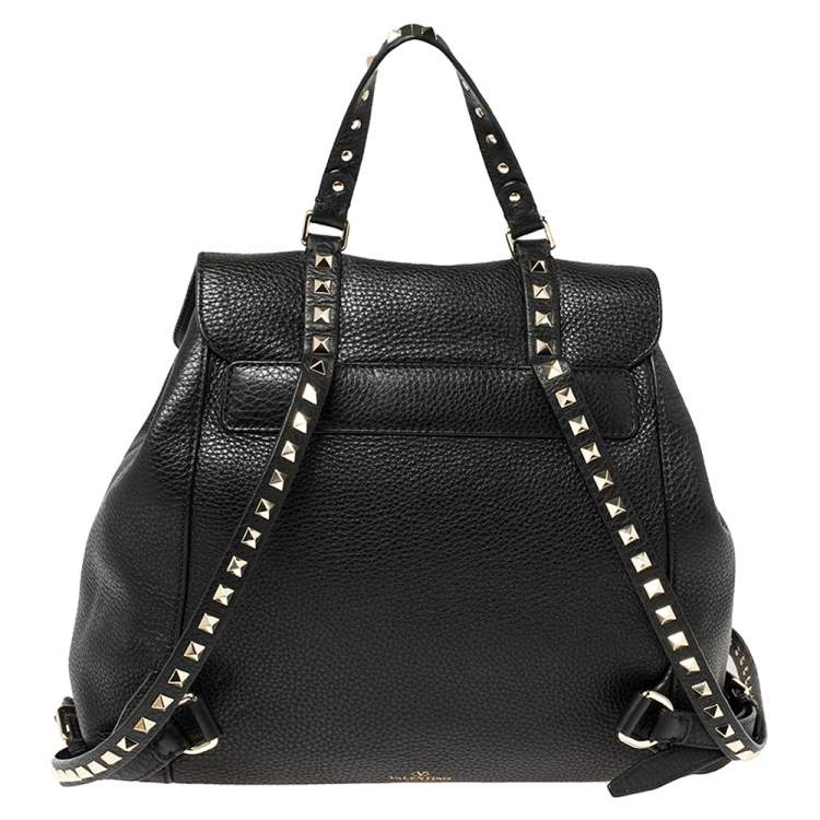 Pre Owned Valentino Black Leather Rockstud Backpack