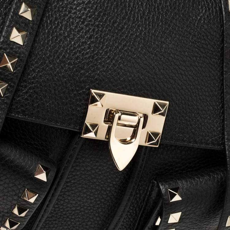 Pre Owned Valentino Black Leather Rockstud Backpack