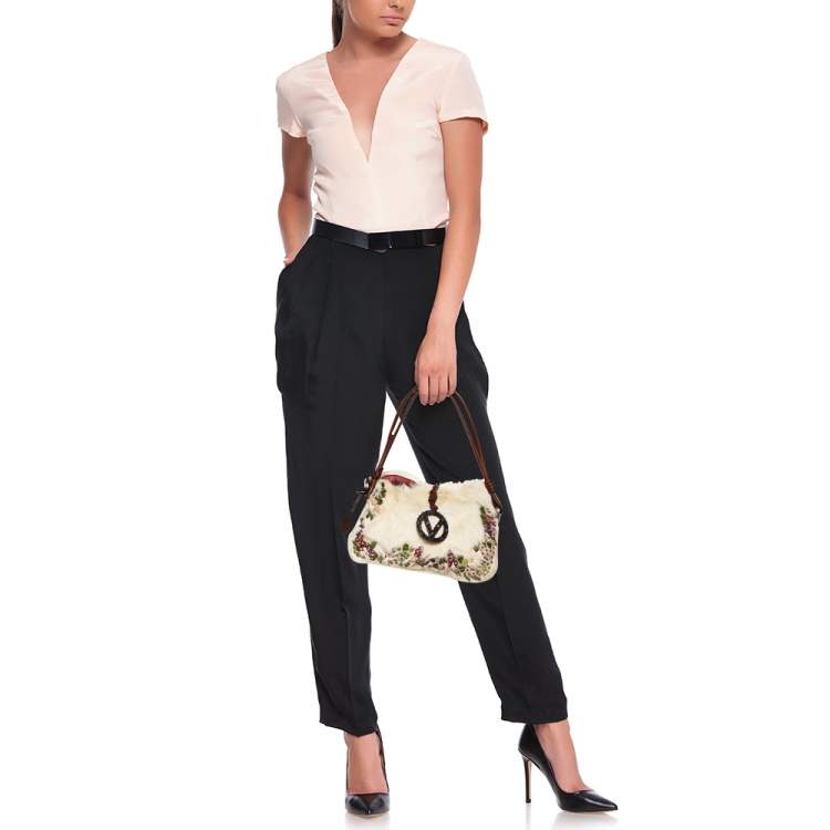 Valentino Fur Floral Applique Shoulder