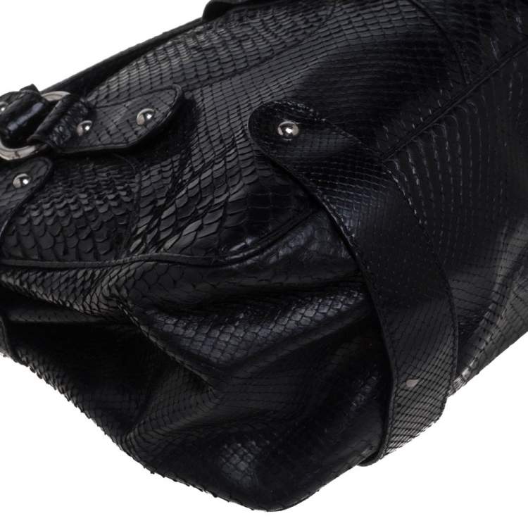 Pre Owned Valentino Black Python Leather Satchel