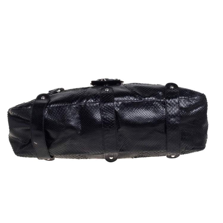 Pre Owned Valentino Black Python Leather Satchel