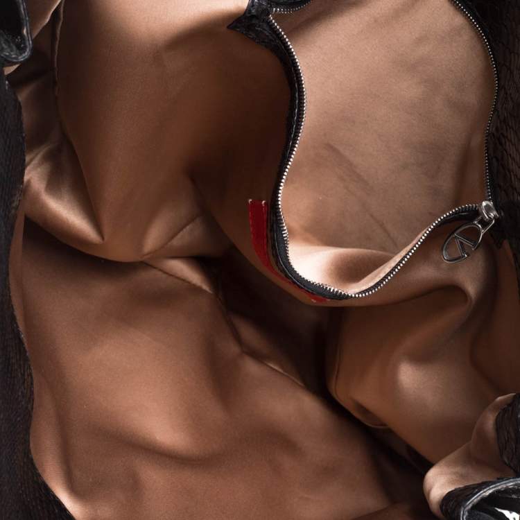 Pre Owned Valentino Black Python Leather Satchel