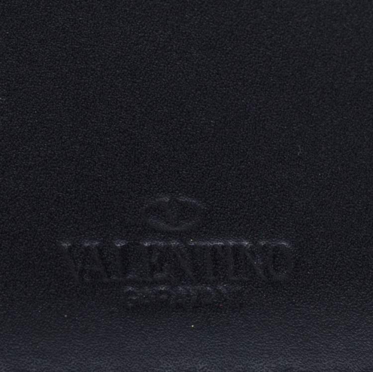 Pre Owned Valentino Black Leather Vltn Logo Card Holder