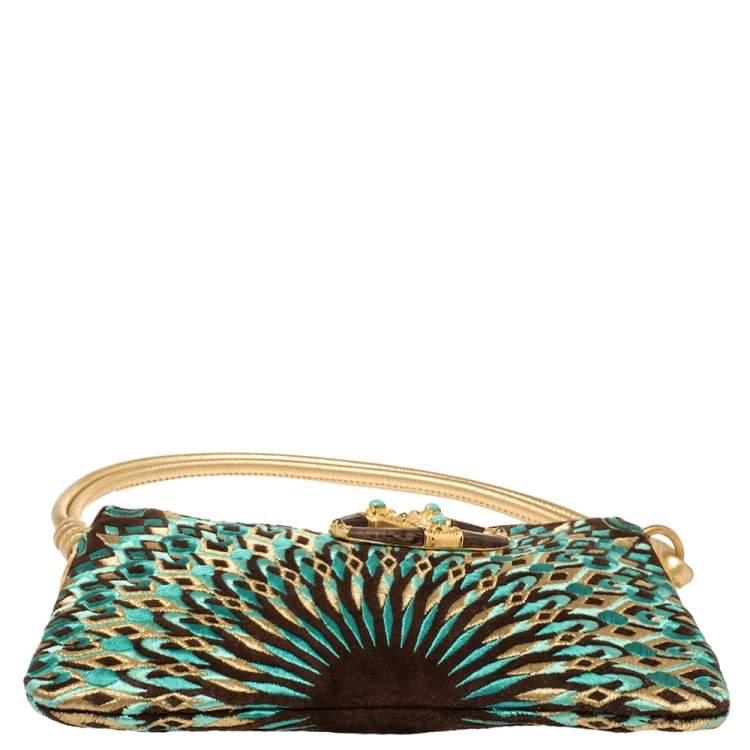 Pre Owned Valentino Multicolor Embroidered Printed Suede VRing Flap Hobo