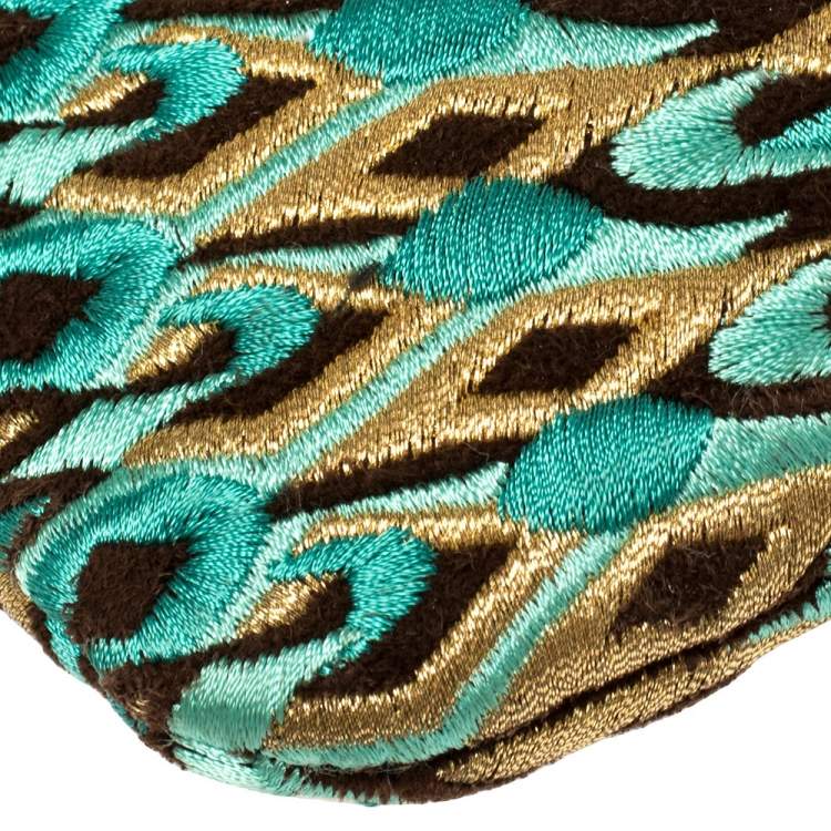 Pre Owned Valentino Multicolor Embroidered Printed Suede VRing Flap Hobo