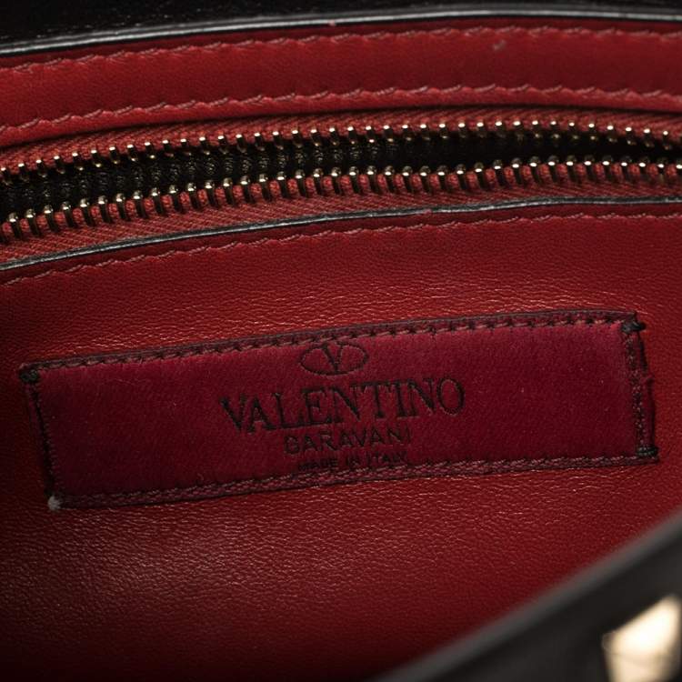 Pre Owned Valentino Black Quilted Leather Rockstud Spike Top Handle Bag