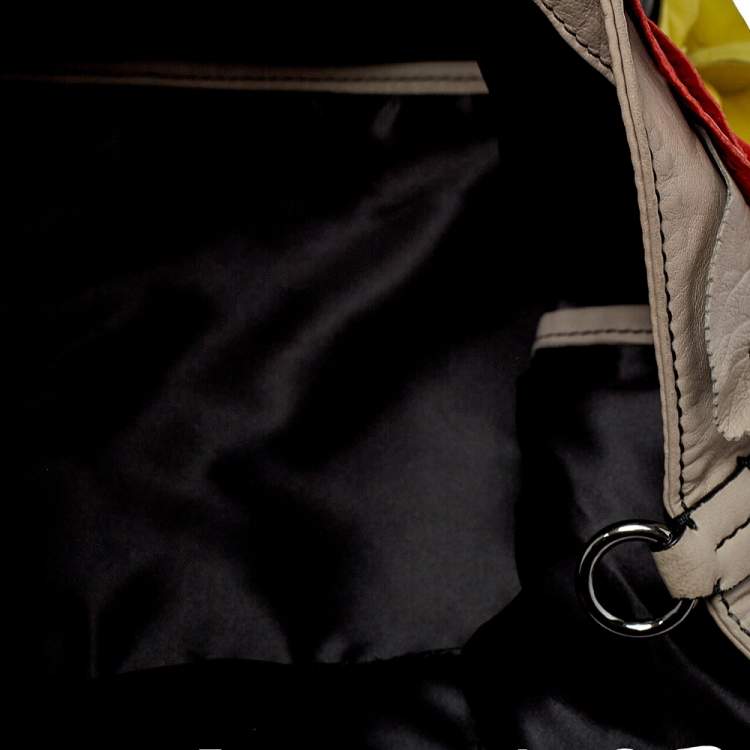 Pre Owned Valentino Grey Leather Floral Applique Tote