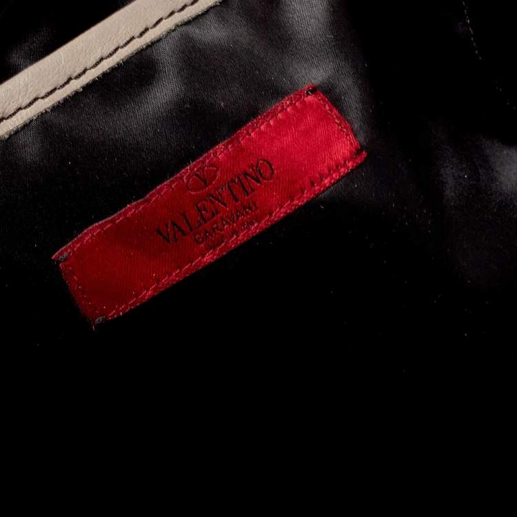 Pre Owned Valentino Grey Leather Floral Applique Tote