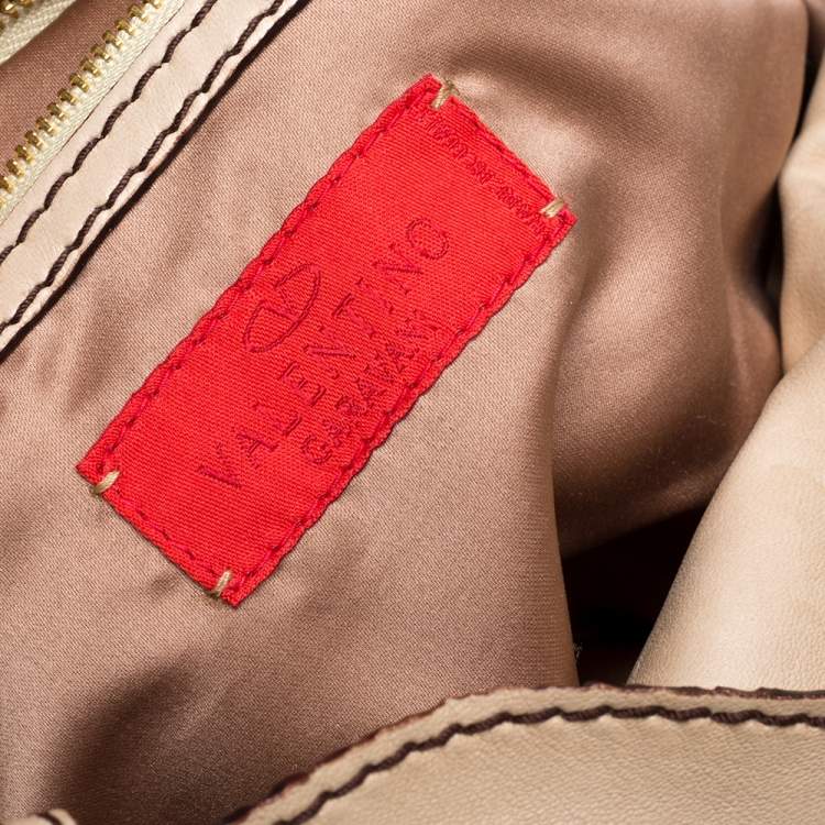 Pre Owned Valentino Beige Leather VRing Flap Hobo