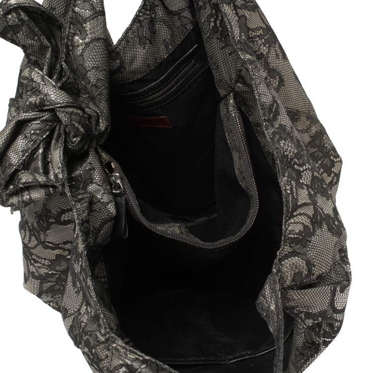 مملوكة مسبقًا Valentino Black Day Lace Large Nuage Bow Hobo