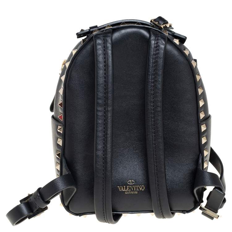 Pre Owned Valentino Black Leather Mini Rockstud Backpack