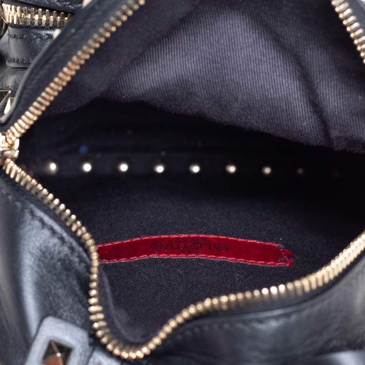 Pre Owned Valentino Black Leather Mini Rockstud Backpack