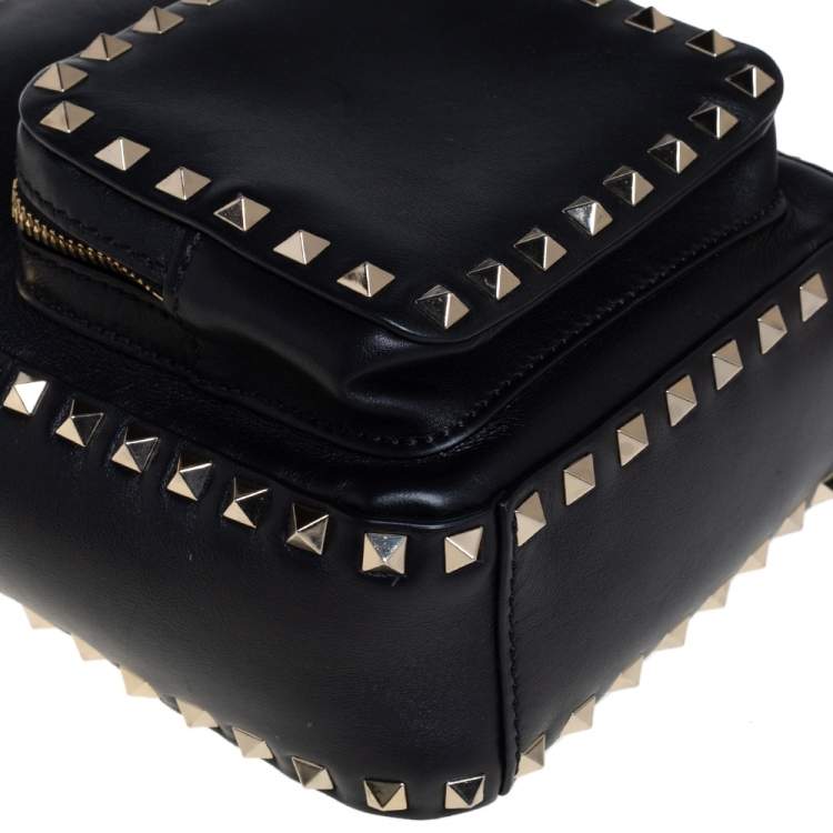 Pre Owned Valentino Black Leather Mini Rockstud Backpack