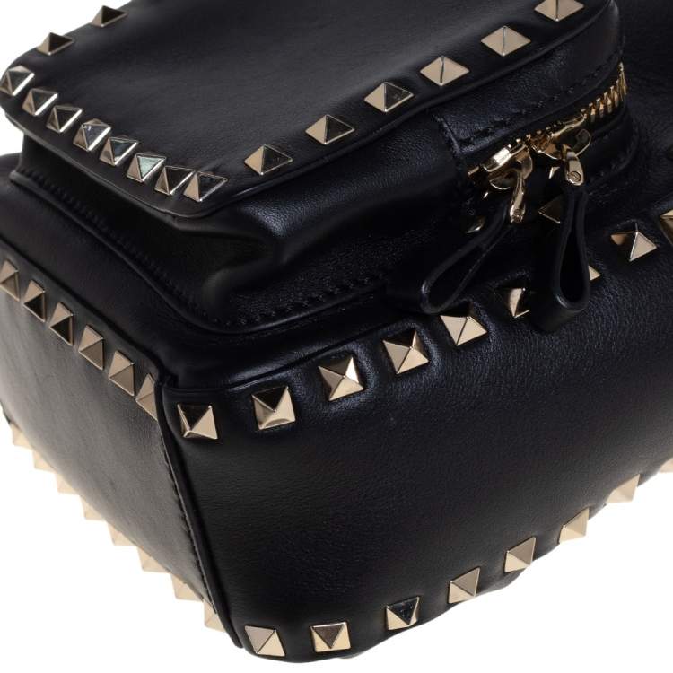 Pre Owned Valentino Black Leather Mini Rockstud Backpack