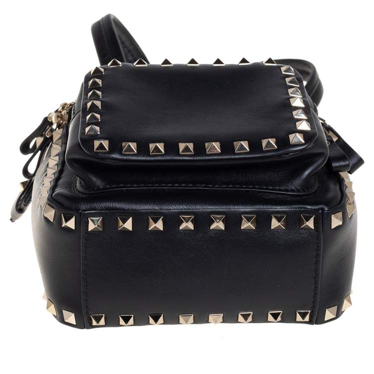 Pre Owned Valentino Black Leather Mini Rockstud Backpack