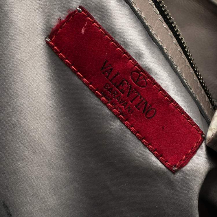 Pre Owned Valentino Grey Woven Raffia and Leather Bow Hobo