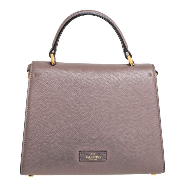 Pre Owned Valentino Dark Beige Leather Small VSLING Top Handle Bag