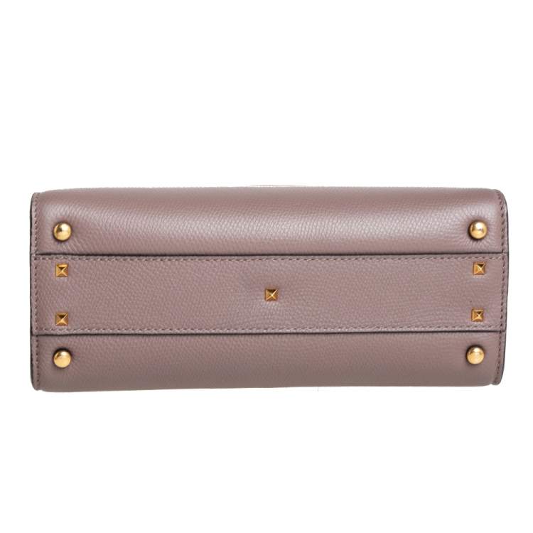 Pre Owned Valentino Dark Beige Leather Small VSLING Top Handle Bag