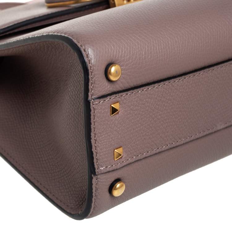 Pre Owned Valentino Dark Beige Leather Small VSLING Top Handle Bag