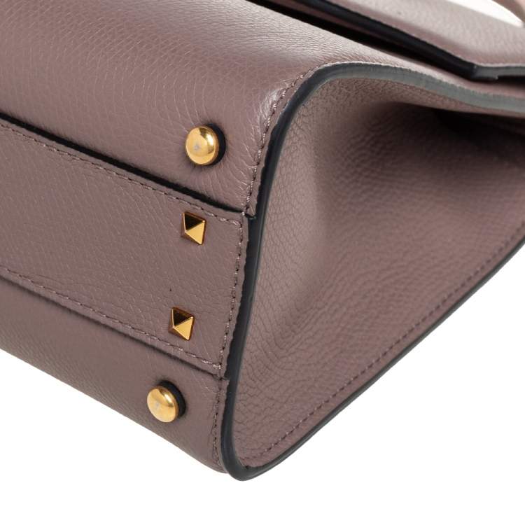 Pre Owned Valentino Dark Beige Leather Small VSLING Top Handle Bag