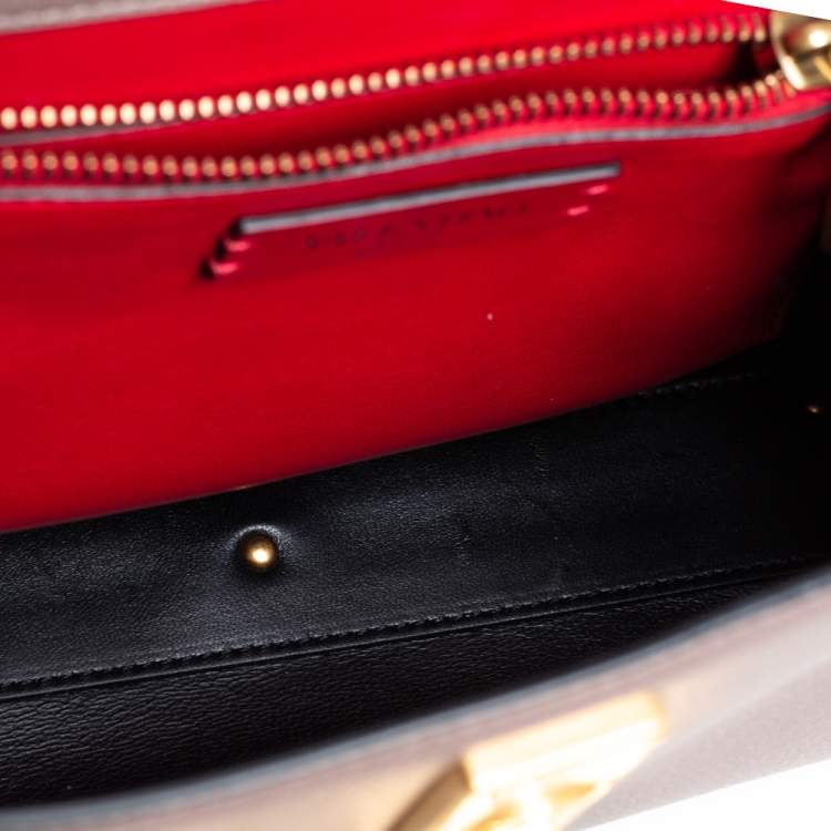 Pre Owned Valentino Dark Beige Leather Small VSLING Top Handle Bag