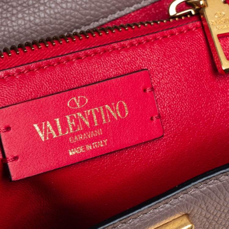 Pre Owned Valentino Dark Beige Leather Small VSLING Top Handle Bag