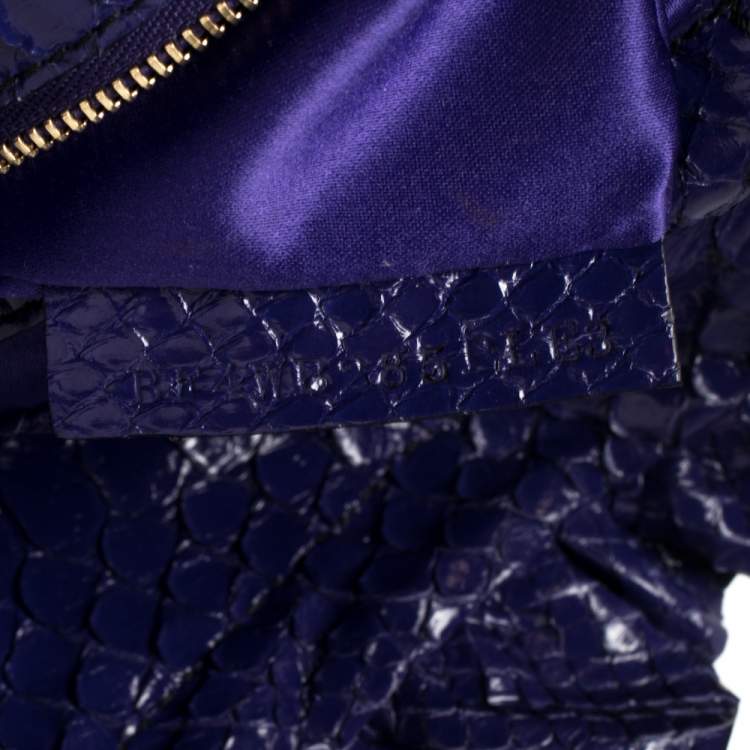 Pre Owned Valentino Purple Python Ruffle Drawstring Hobo
