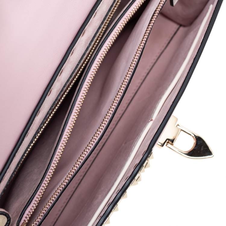 Pre Owned Valentino Pink Leather Rockstud Kimono 1997 Top Handle Bag