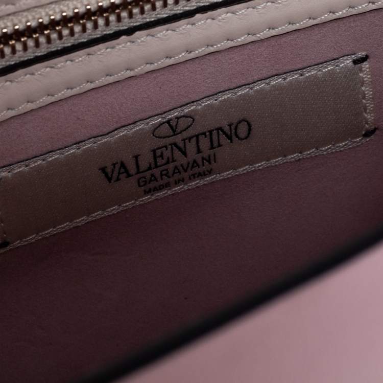 Pre Owned Valentino Pink Leather Rockstud Kimono 1997 Top Handle Bag