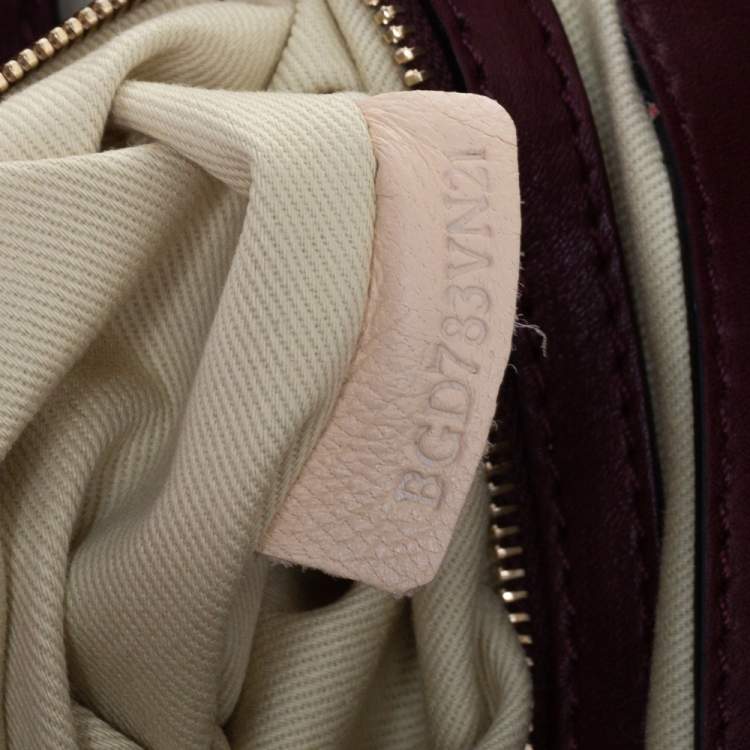 Pre Owned Valentino Burgundy/Beige Leather Aphrodite Bow Bag
