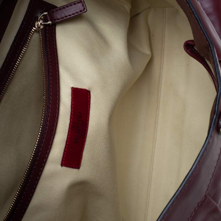 Pre Owned Valentino Burgundy/Beige Leather Aphrodite Bow Bag
