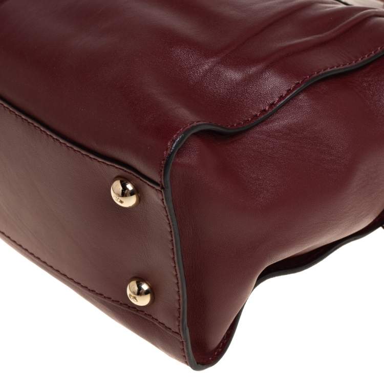 Pre Owned Valentino Burgundy/Beige Leather Aphrodite Bow Bag