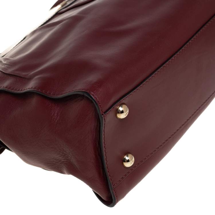Pre Owned Valentino Burgundy/Beige Leather Aphrodite Bow Bag