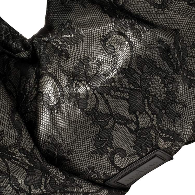 Pre Owned Valentino Black Day Lace Large Nuage Bow Hobo