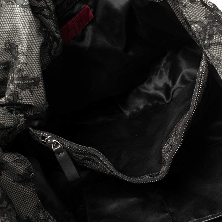 Pre Owned Valentino Black Day Lace Large Nuage Bow Hobo