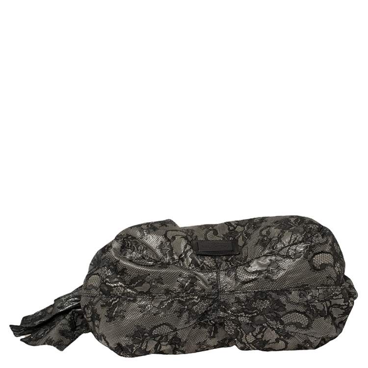 Pre Owned Valentino Black Day Lace Large Nuage Bow Hobo