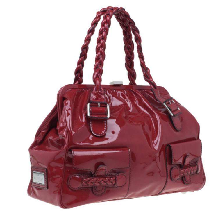 Pre Owned Valentino Red Patent Histoire Framed Bag