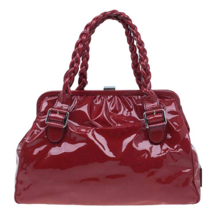 Pre Owned Valentino Red Patent Histoire Framed Bag
