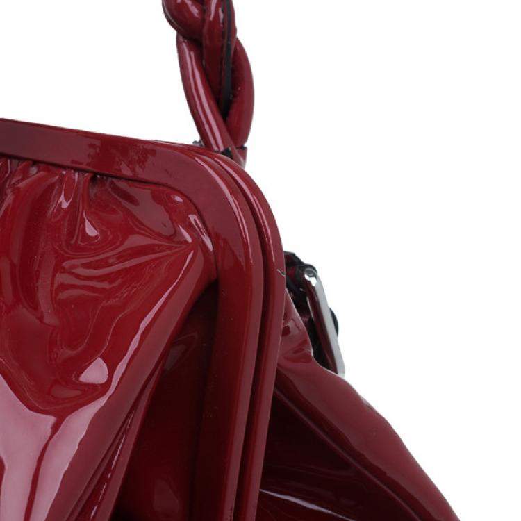 Pre Owned Valentino Red Patent Histoire Framed Bag