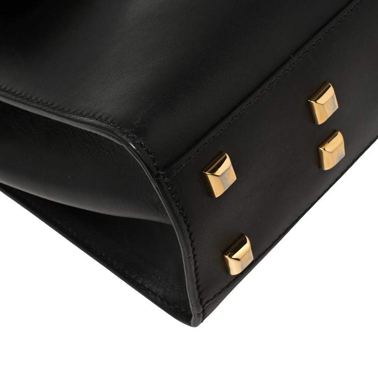 Pre Owned Valentino Black Leather My Rockstud Top Handle Bag